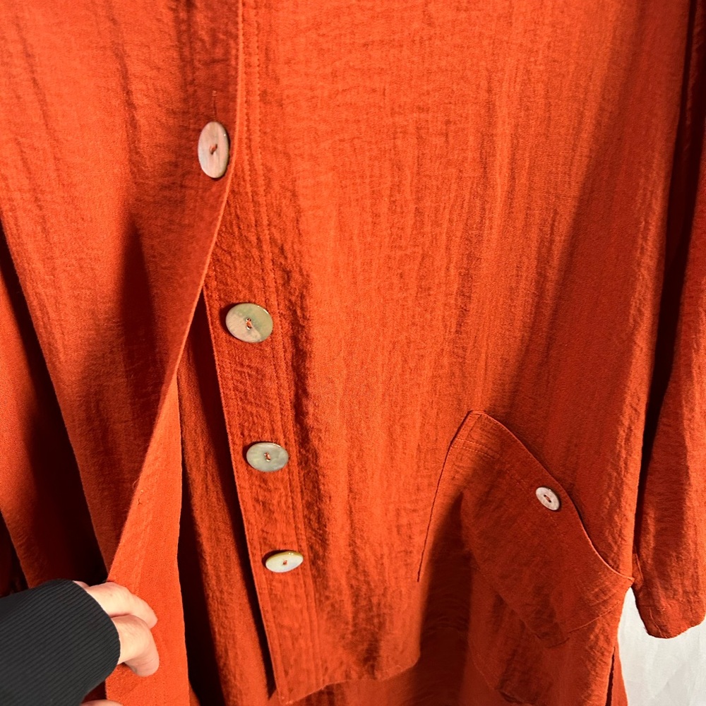John Mark Rust Button-Down Tunic Shirt - image 2